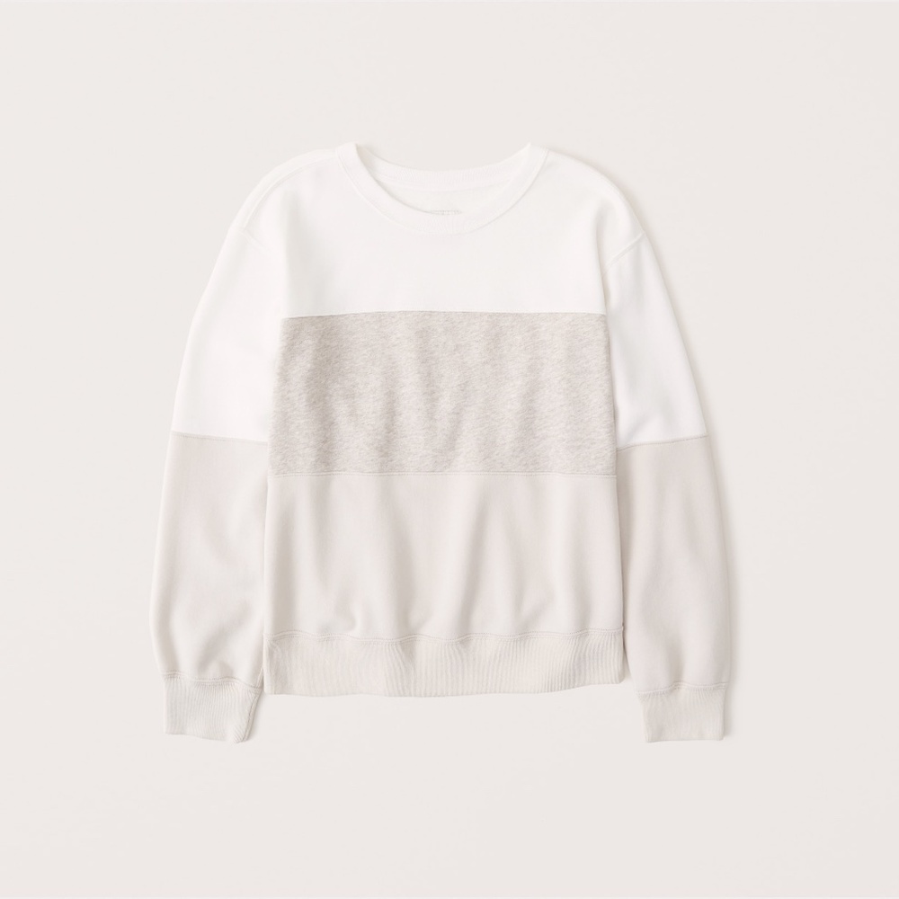 Abercrombie Women's Colorblock Relaxed Crew Sweatshirt - Cream - Medium
